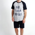 Ανδρική Πιτζάμα Καλοκαιρινή  Eat Sleep Repeat