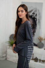 Γυναικεία Πιτζάμα Χειμωνιάτικη Ριγέ Κολάν - Image 2