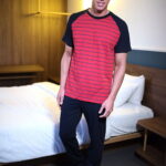 Ανδρική Πιτζάμα Καλοκαιρινή  Ριγέ με Διπλό Παντελόνι Plus Size