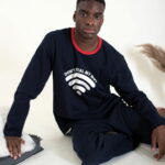 Ανδρική Πιτζάμα Χειμωνιάτικη Don't  Steal My Wifi Plus Size