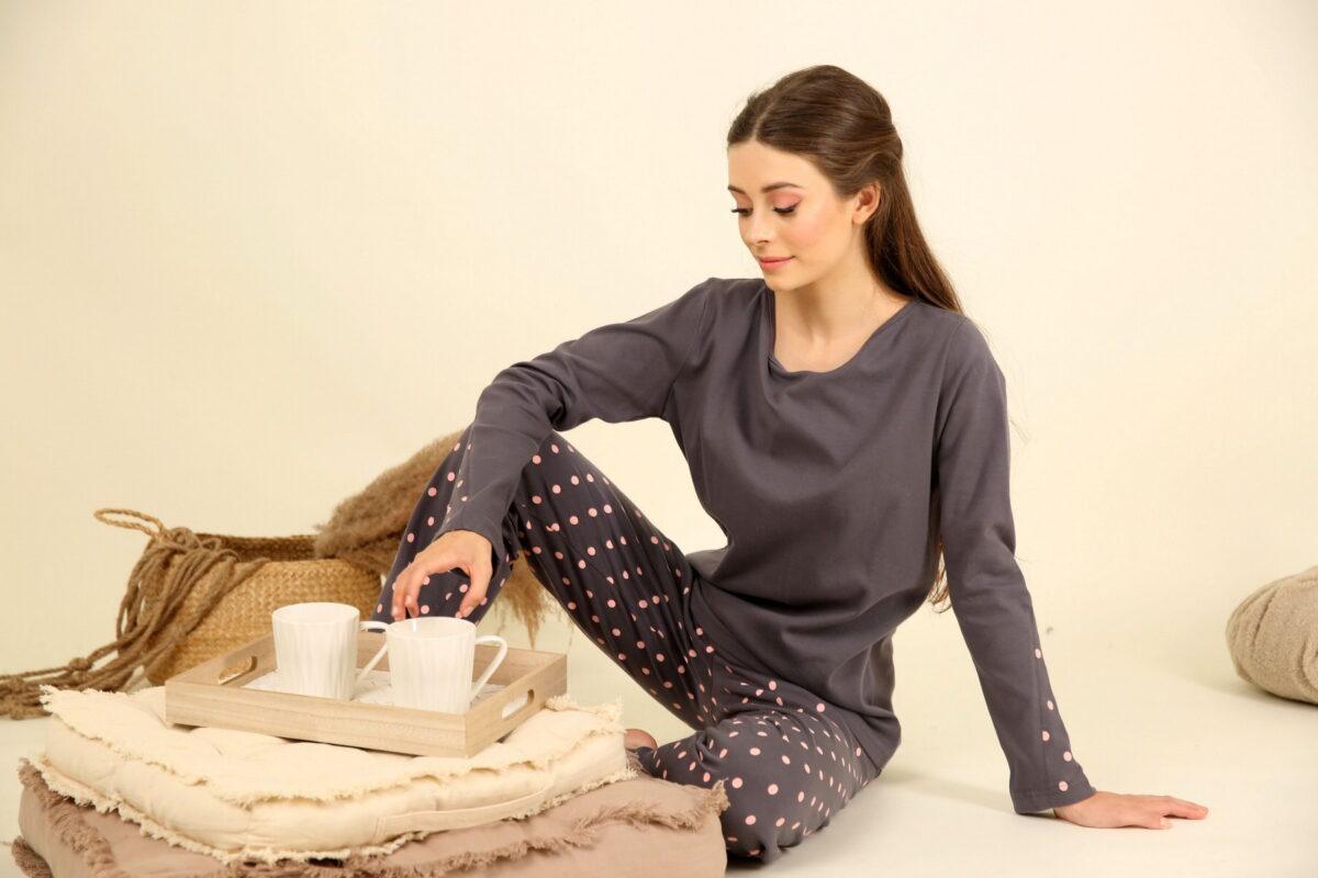 Γυναικεία Πιτζάμα Χειμερινή Grey Dot - Image 2