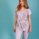 Γυναικεία Πιτζάμα Καλοκαιρινή Flowers Λιλά κάπρι