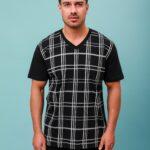 Ανδρική Πιτζάμα Καλοκαιρινή Καρό με δύο παντελόνια Plus size