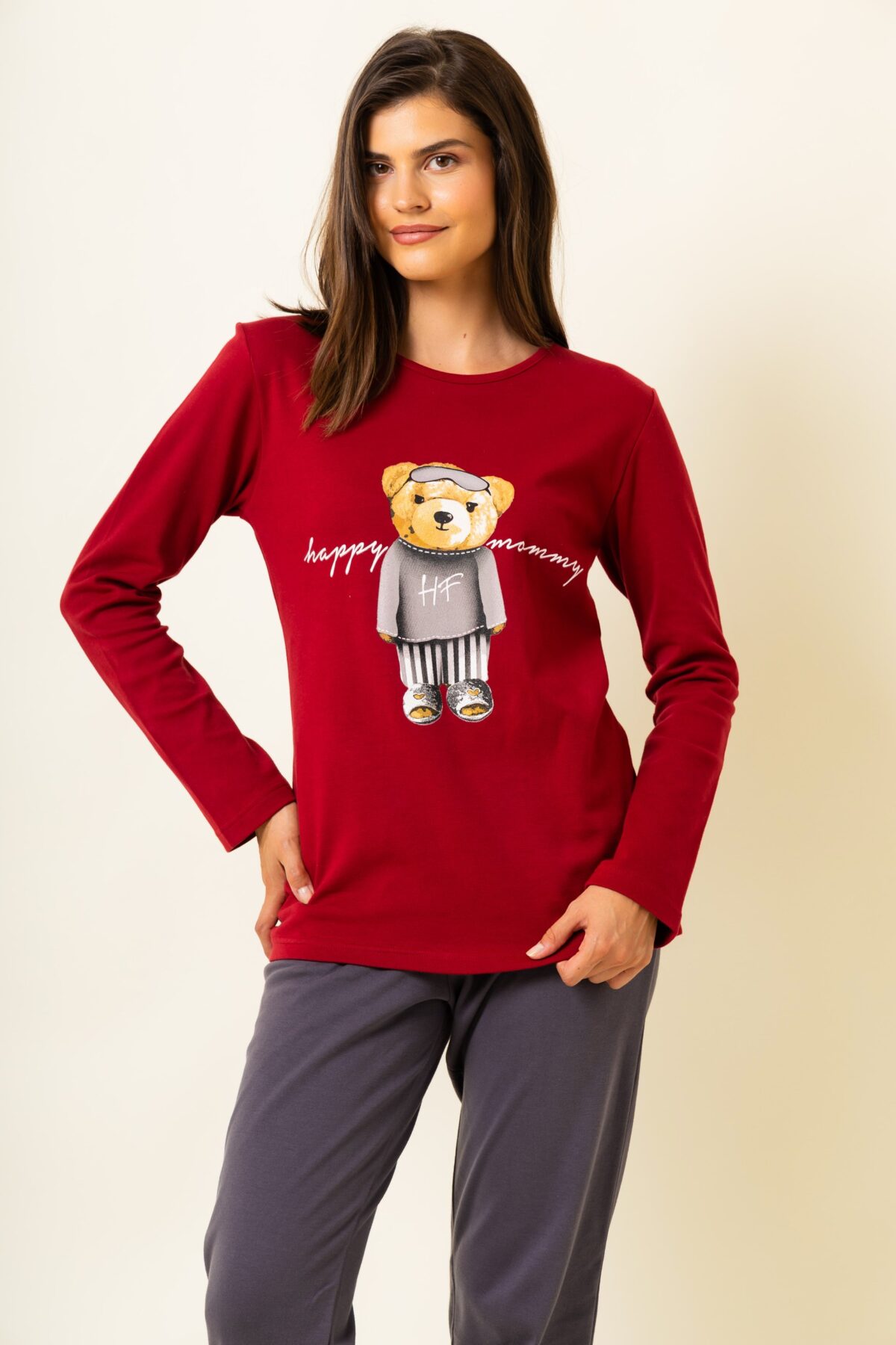 970-4 Γυναικεία Πιτζάμα Χειμωνιάτικη Mama Bear - Image 1