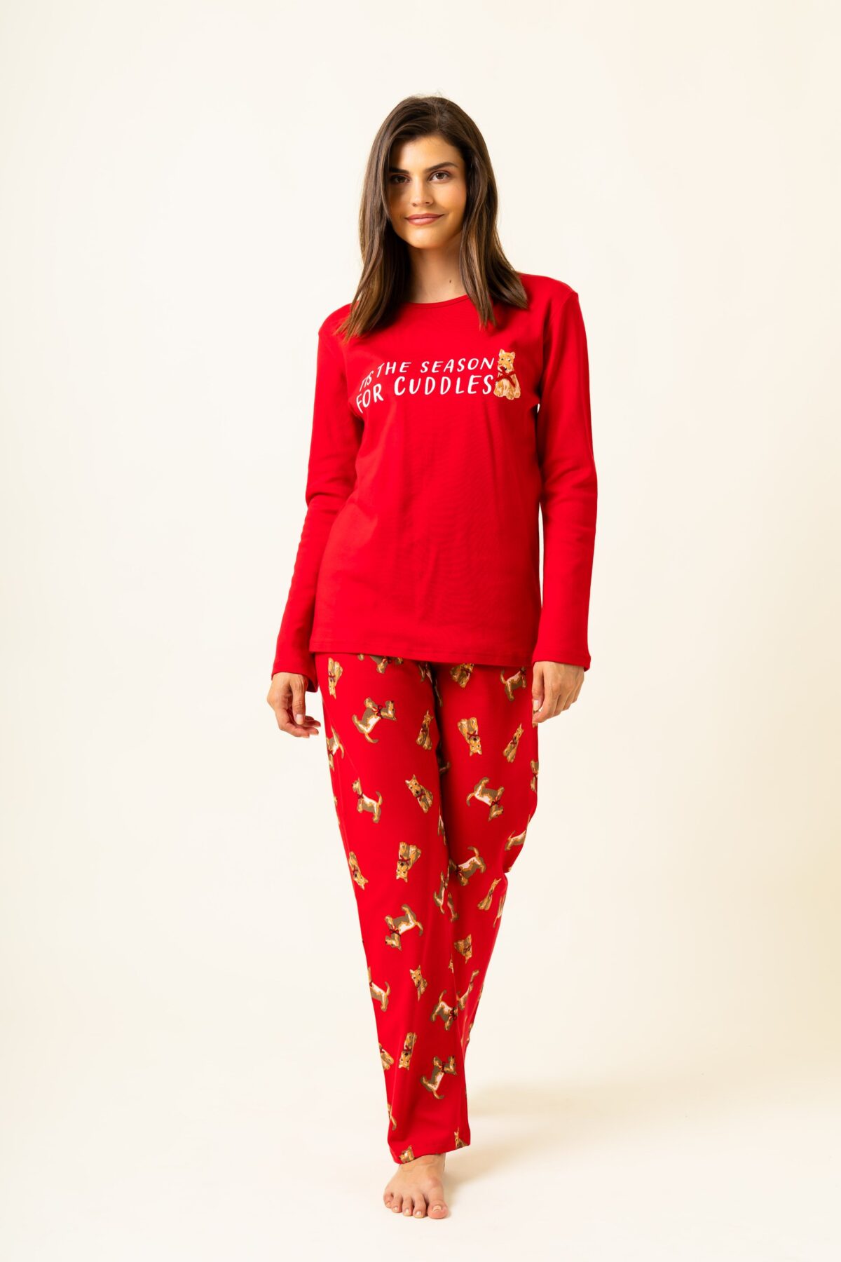 997-2 Γυναικεία Πιτζάμα Χειμερινή Dogs - Image 1